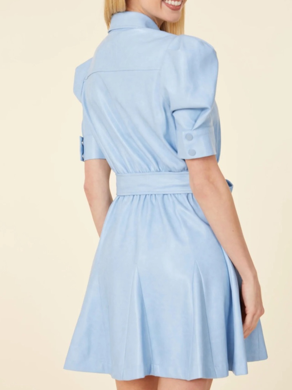 Dolce Cabo Vegan Leather Puff
Sleeve Belted Skate Dress
D20 - Picture 3 of 7